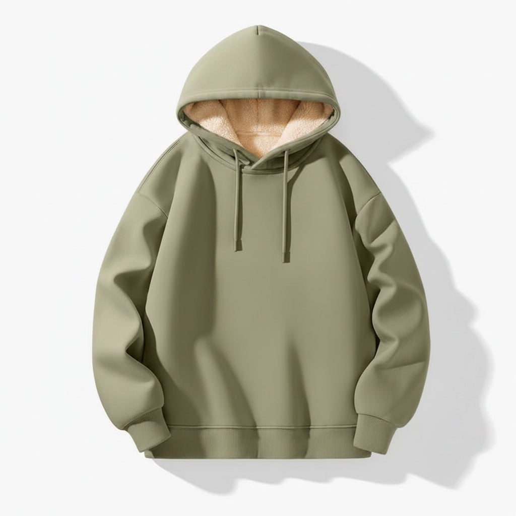 Mens fleece-lined hoodie in various colors and sizes
