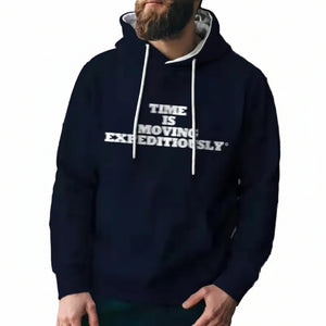 Men's casual solid color hoodie sweatshirt in black, navy blue, and navy green