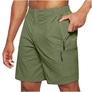 Men's casual elastic waist summer shorts in various colors with straight leg design