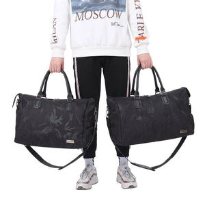 OXFORD CLOTH SHOULDER GYM BAG WITH SHOE COMPARTMENT