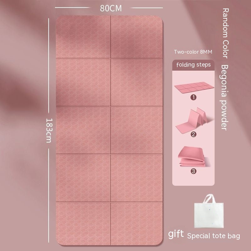 Folding portable TPE yoga mat in various colors and thicknesses