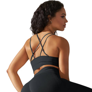 Womens high-elasticity sports bra in various colors and styles for yoga and fitness
