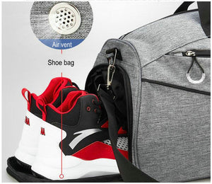 Dry and wet separation fitness travel bag in multiple colors with zipper and multiple compartments