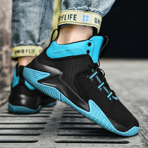 High-top sports casual shoes in black and white, black green, and white green colors