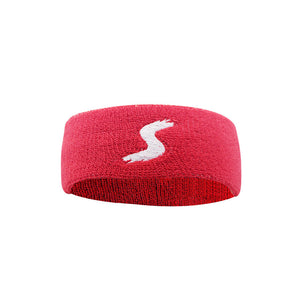 Cotton fitness headband available in red, black, blue, and yellow colors