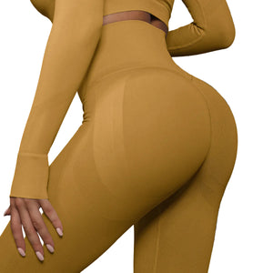 High waist seamless yoga leggings in various solid colors for women