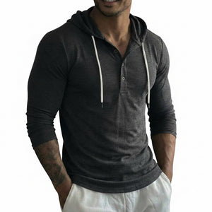 Outdoor fitness long-sleeve hooded button-up shirt in multiple colors