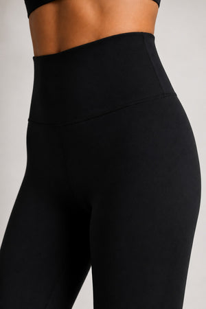 Women's black high waist full length leggings with slim fit