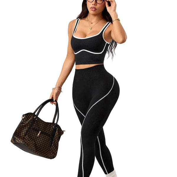 SEAMLESS YOGA PANTS AND VEST SET FOR WOMEN
