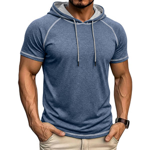Men's sports fitness hooded short-sleeve t-shirt in various colors