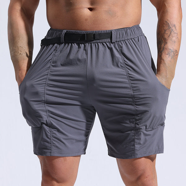 MEN'S ATHLETIC CARGO SHORTS WITH POCKETS AND ELASTIC WAISTBAND