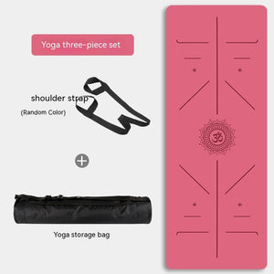 Natural rubber non-slip professional yoga mat set in various colors with shoulder strap and storage bag