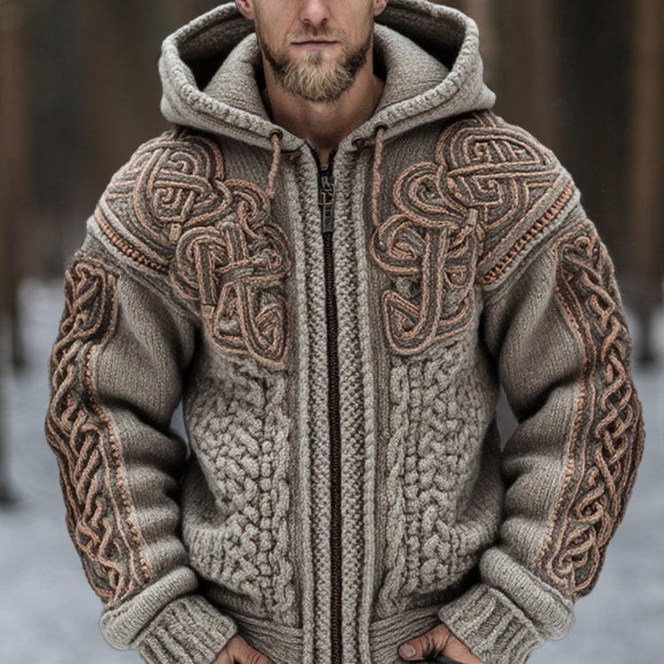 Men's casual printed hoodie with two pockets in picture style