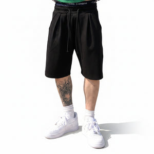 Men's hip hop loose fitness shorts in gray, black, and ivory white colors