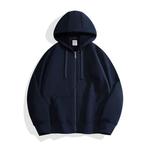 Solid color fleece-lined hoodie with hood and patch pockets in various colors
