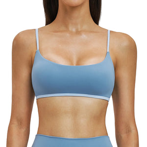 Nude-feel contrast color yoga fitness bra in multiple colors and sizes