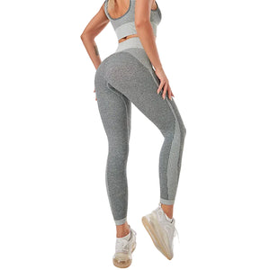 Ports Running Peach performance leggings in black and grey showing full coverage and flexible fit
