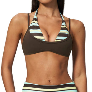 Strapless halter sports bra for women in various colors and patterns