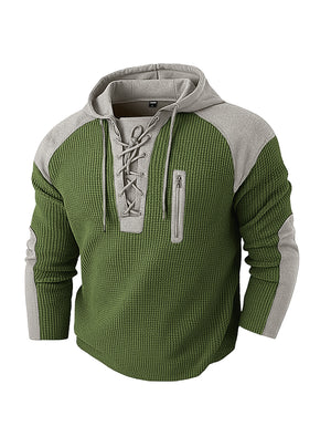 Men's waffle-weave sweatshirt with drawcord in various colors
