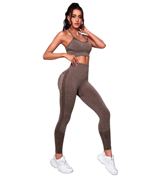 WOMEN'S SHOCKPROOF SPORTS BRA AND HIGH-WAISTED CROPPED LEGGINGS SET