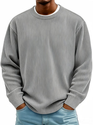 Men's casual long-sleeve crew-neck corduroy sweatshirt in various colors