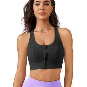 Front zipper high impact yoga sports bra in multiple colors