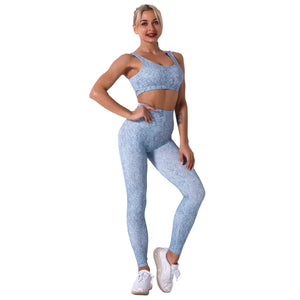 Sports yoga bra and pants workout set in multiple colors