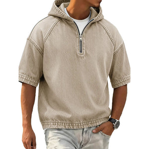 Men's half-zip sports hoodie with hood in various colors
