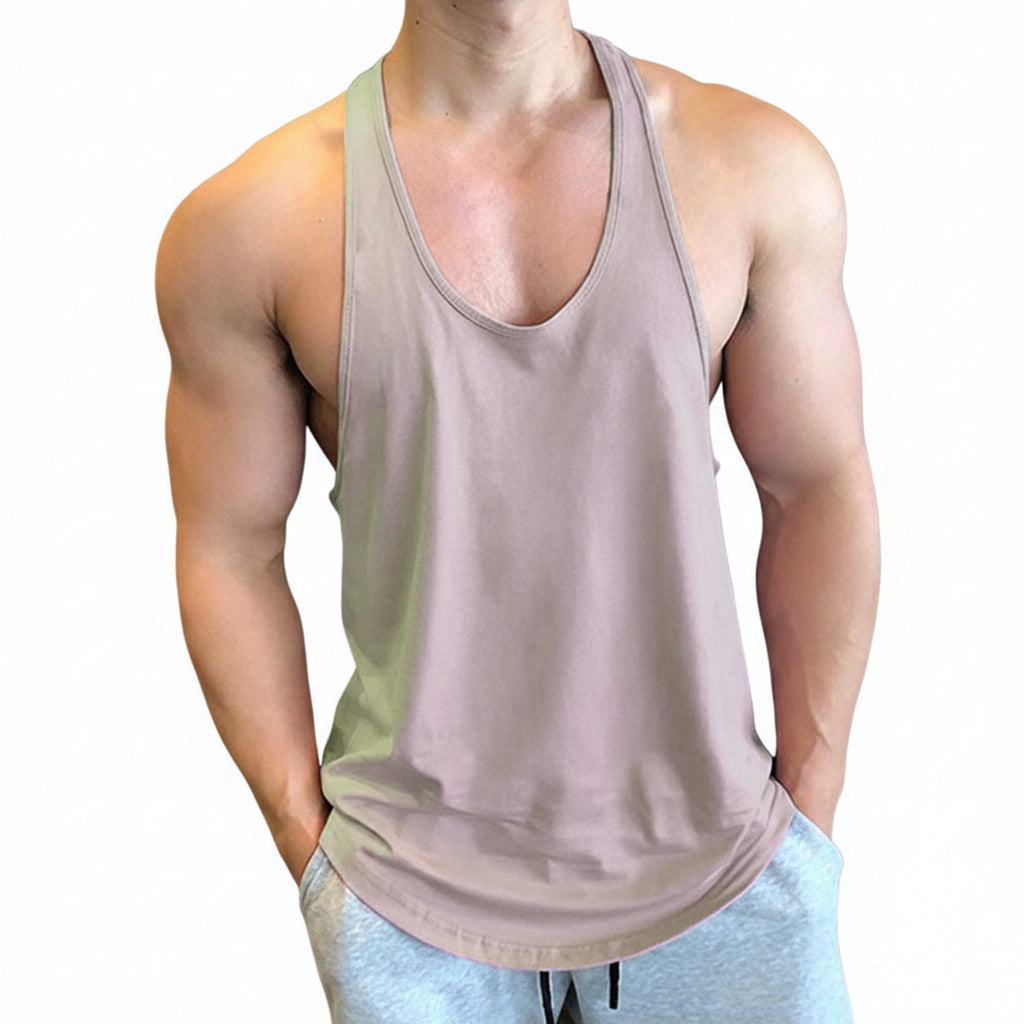 Men's fitness vest available in metallic grey, midnight grey, ultimate grey, black, and white colors