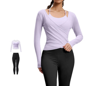 Breathable high-waisted women's yoga set in various colors with long sleeves and tight fit