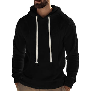 Men's fleece long-sleeve pullover hoodie in various colors