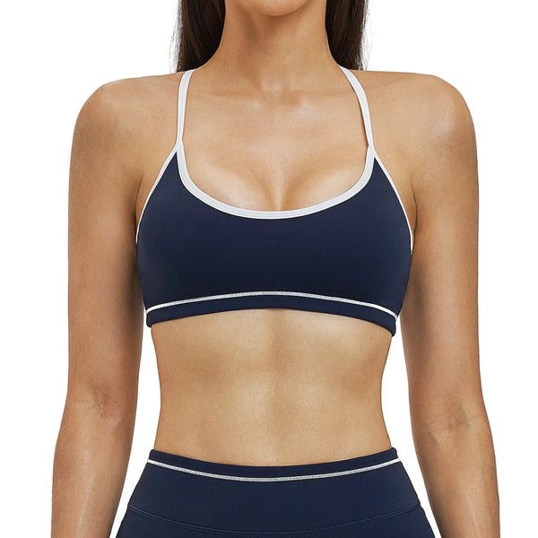 SPORTS BRA WITH CONTRAST DOUBLE STRAPS FOR YOGA