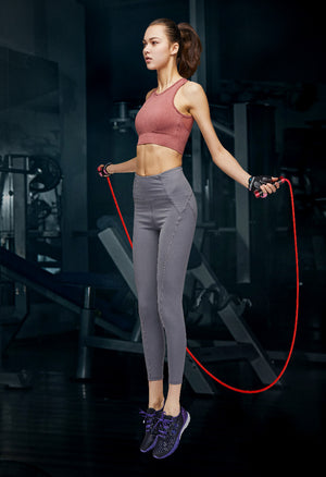 Professional double-bearing skipping rope with metal and silicone handles