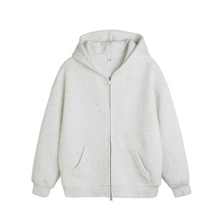 Men's hooded cardigan sweatshirt in multiple colors with patch pockets and relaxed fit