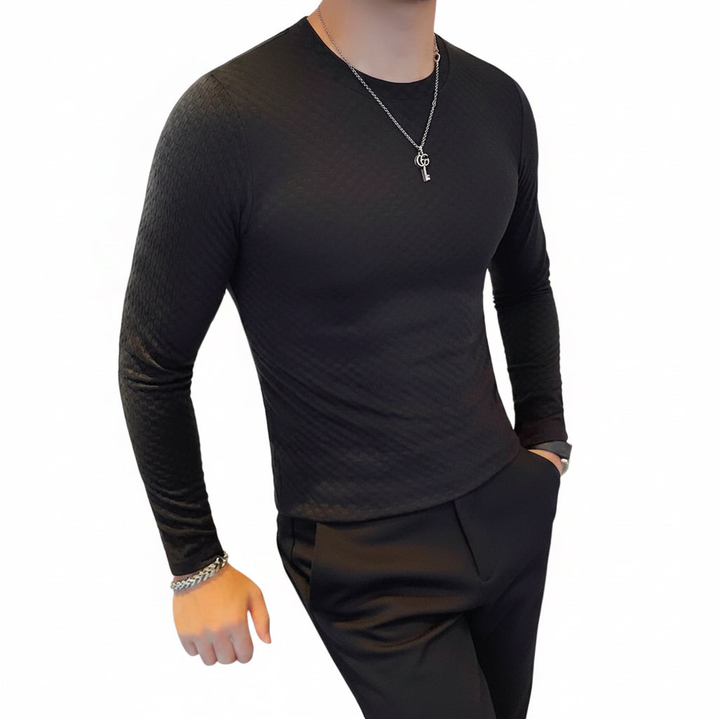 Men's slim fit long sleeve round neck shirt in various colors