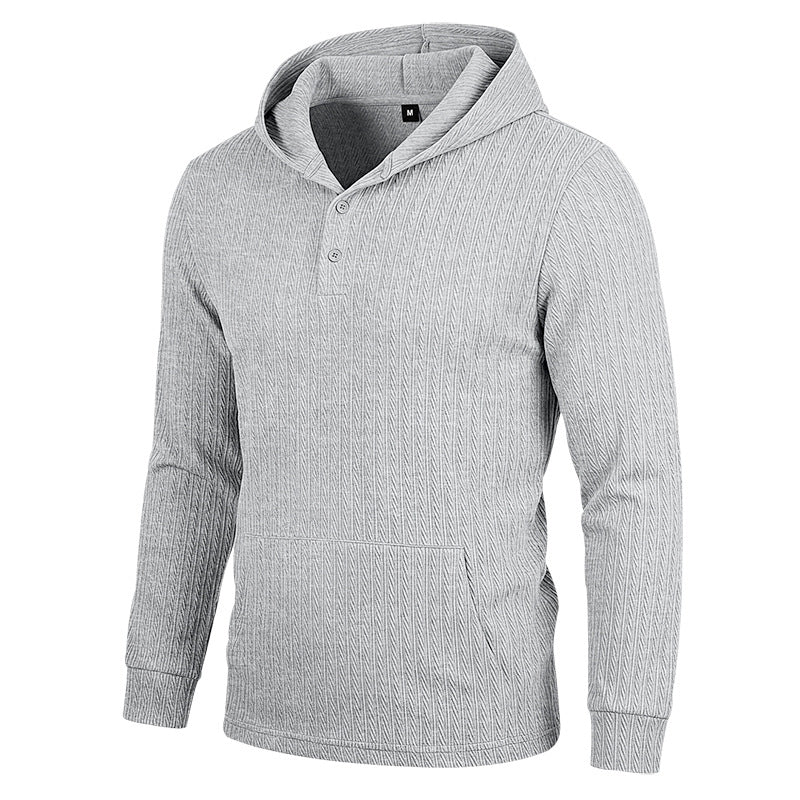 Men's herringbone jacquard textured casual hoodie in various colors