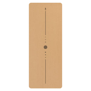 Natural rubber cork yoga mat with guide line pattern in various designs