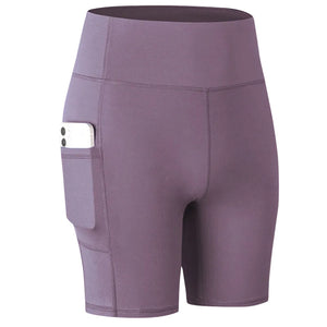 Women's high waist pocket yoga shorts in multiple colors
