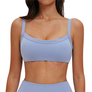 Brushed nylon yoga bra with dual straps in multiple colors