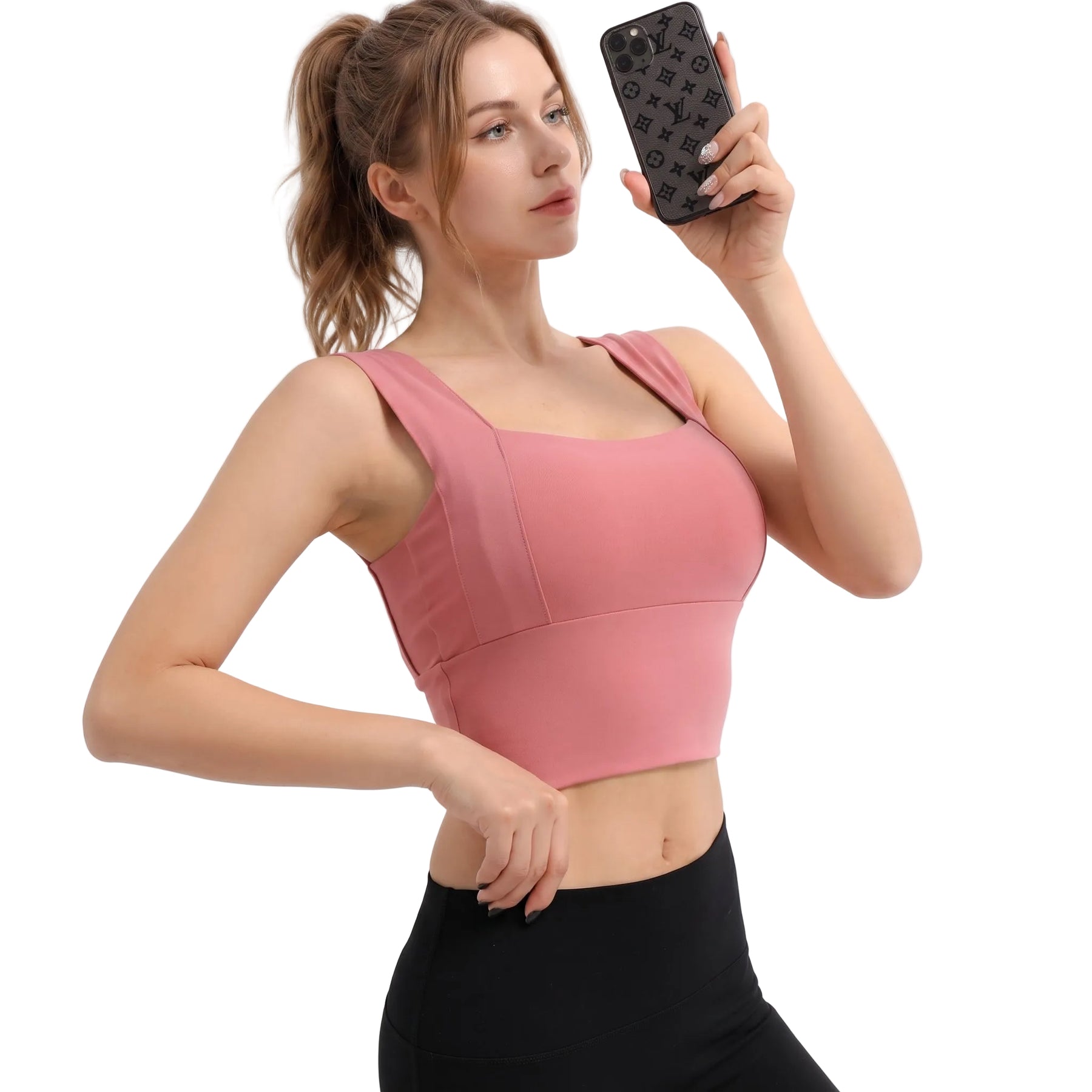 WOMEN'S MEDIUM SUPPORT YOGA SPORTS BRA WITH REMOVABLE PADS