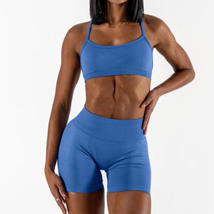Seamless tight yoga outfit with back V waist-cinching design in various colors