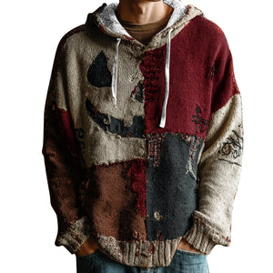 3D-printed men's gaming hoodie with striped pattern and patch pockets