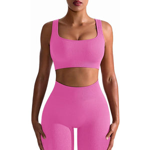 Seamless high-elastic yoga fitness set for women in various colors with pullover top and nine quarter pants