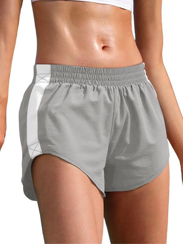 WOMEN'S HIGH WAISTED STRIPED ATHLETIC TRACK SHORTS