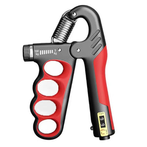 Adjustable hand grip strengthener with automatic counting in multiple colors