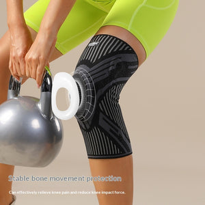 Black silicone spring compression knee brace for sports and fitness