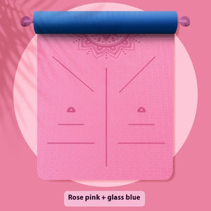 Widened TPE yoga mat with integrated guide lines in various colors and thickness options