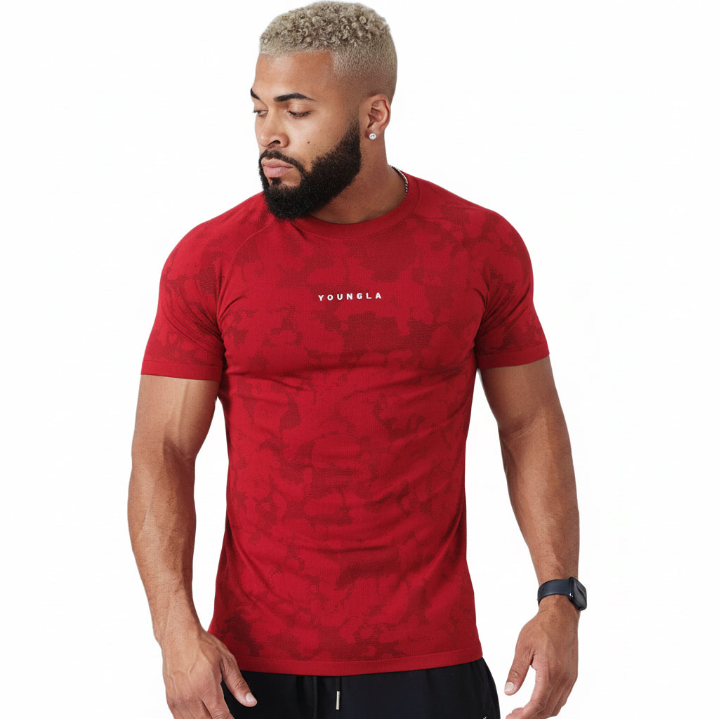 Men's camouflage workout t-shirt in various colors and sizes