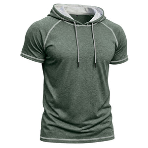 Men's sports fitness hooded short-sleeve t-shirt in various colors