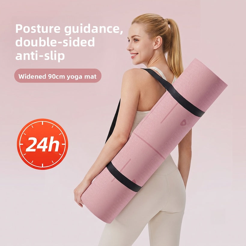 Thickened non-slip fitness and yoga floor mat in multiple colors and sizes